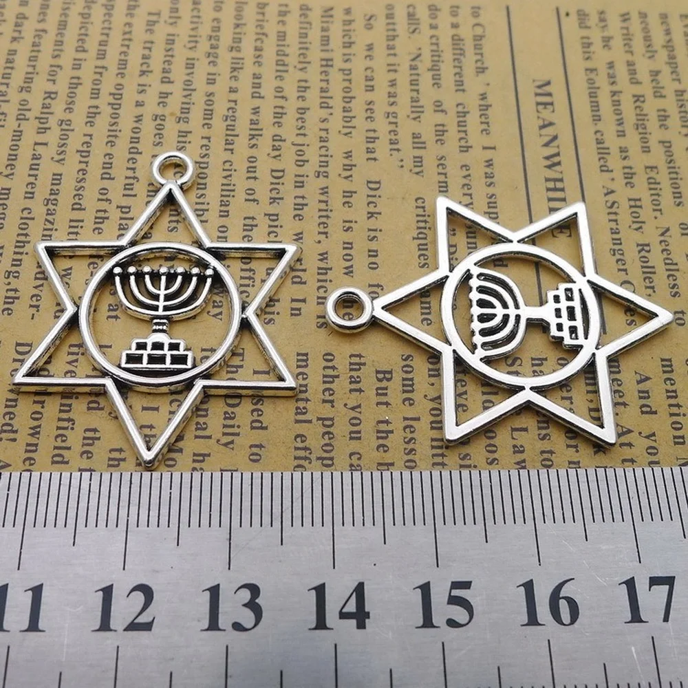 

90pcs Star Charms 30mm x 39mm DIY Jewelry Making Pendant Antique Silver Color