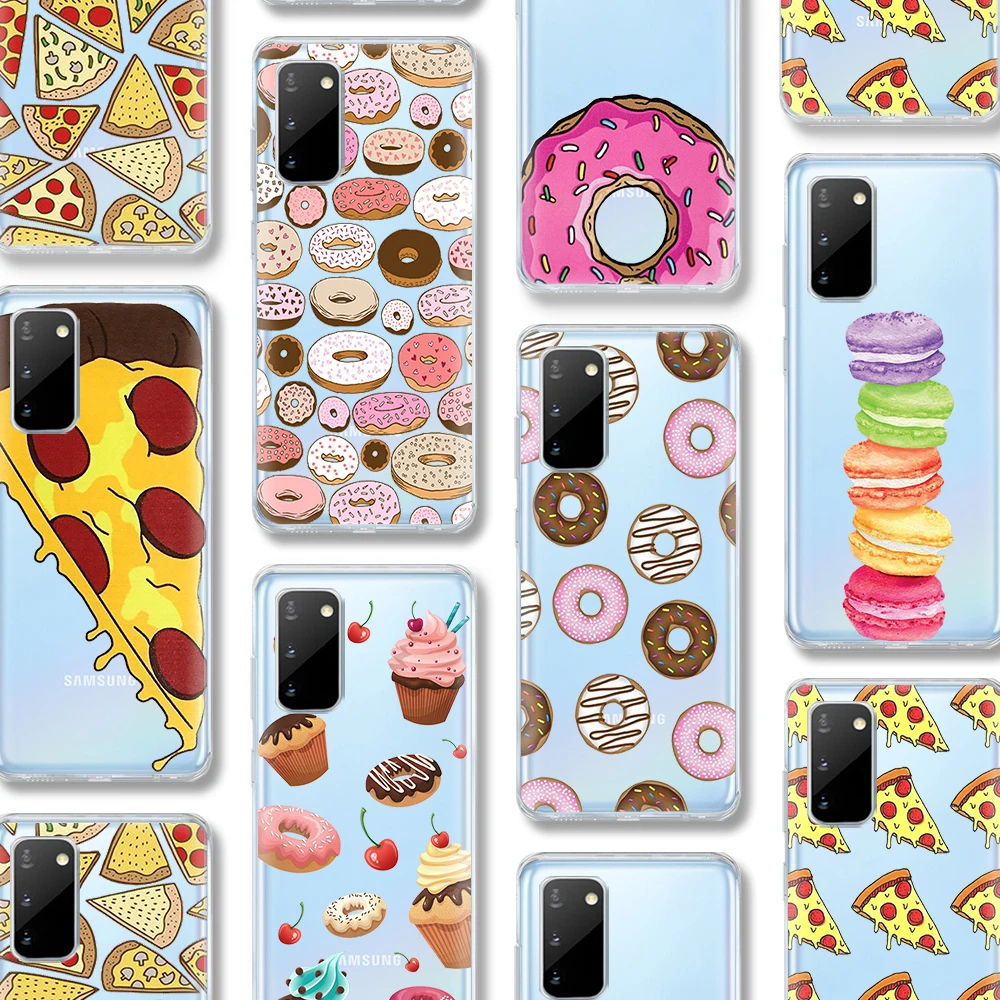 

ciciber Donut Pizza Case For Samsung Galaxy A51 A50 S20 S10 A71 A70 A40 S9 S8 A30 S7 S10e Ultra Note 10 9 8 Edge Plus Silicone