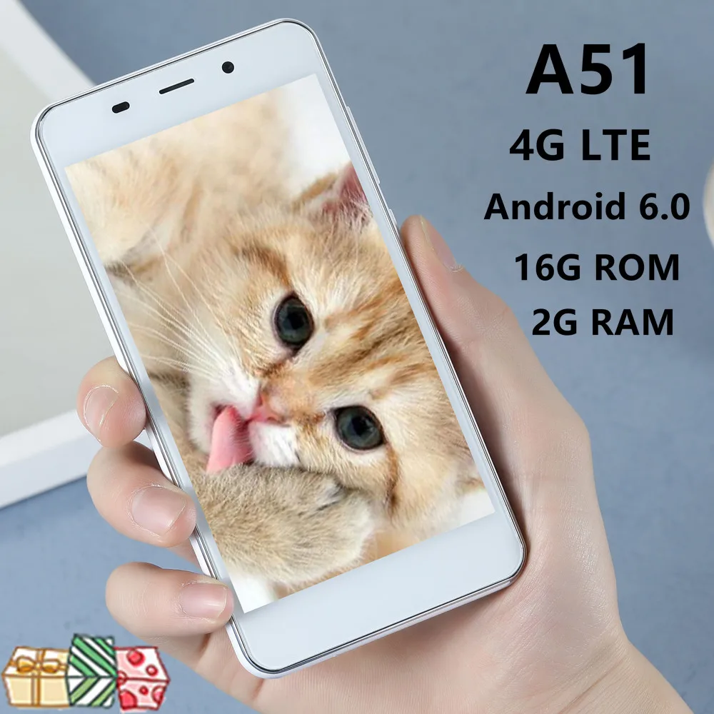 A51 смартфон с четырёхъядерным процессором 2G RAM + 16G ROM 4G LTE 5MP камера android 6 0 мобильные