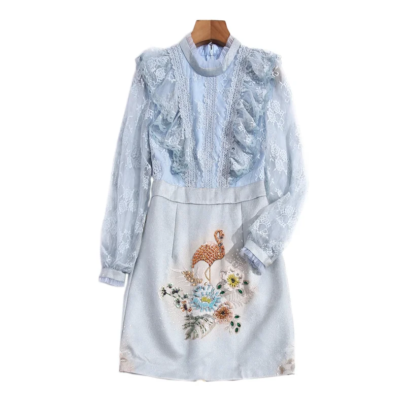 

Модное летнее женское платье высокого качества вечернее элегантное кружевное вышитое рукавом-фонариком винтажное стильное изысканное мин...