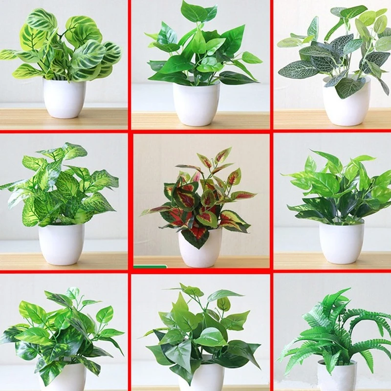 

Искусственные растения бонсай для украшения дома и отеля, маленькие садовые украшения, искусственные растения в горшке