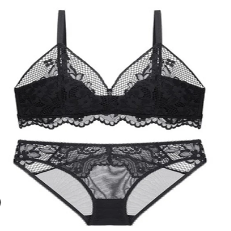 

2021 New Triangle Cup Underwire Bra For Women Thin Cotton Sexy Lace For Girls Gather Full Bra