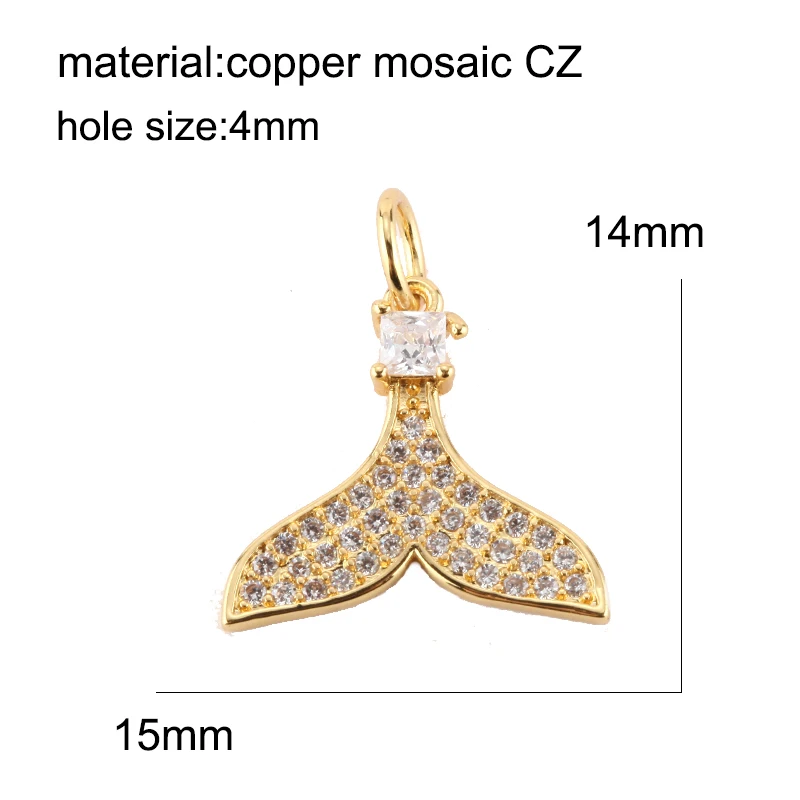 Gold Animal, Fish, and Shell Charms for DIY Jewelry Making with Copper Mosaic, CZ and Zircon Accents image 5