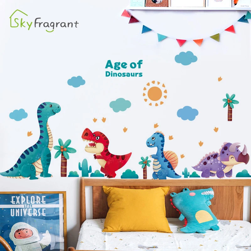 Мультяшные наклейки на стену Эра динозавра наклейка домашнее самоклеящееся