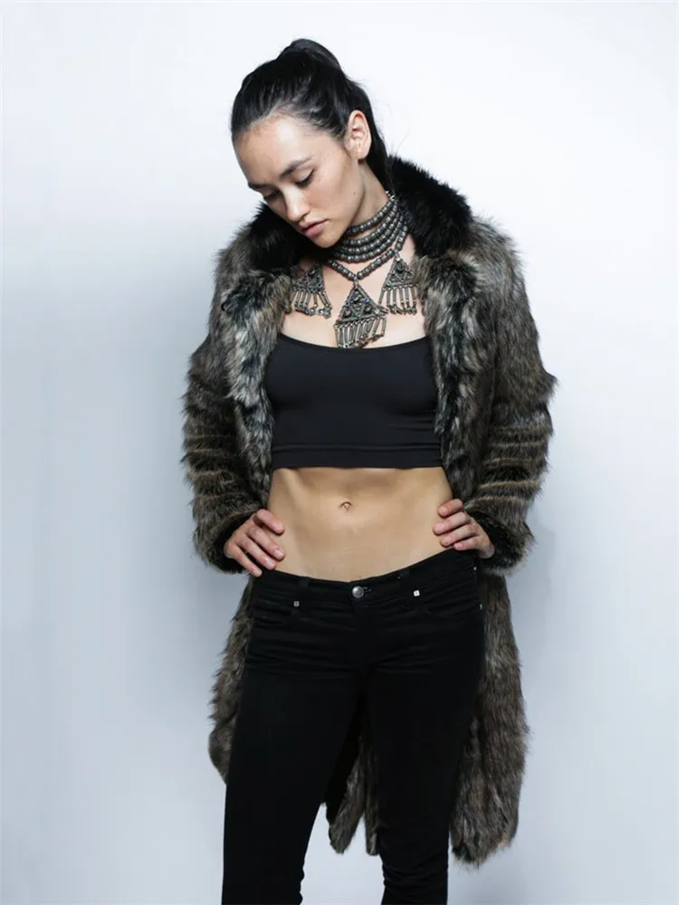 

Fashion Fake Fur Fox Women Coats Casual Slimming Faux Fur Coat Feminine Female Jacket Womens Winter Jackets Woman Fur Long Coat