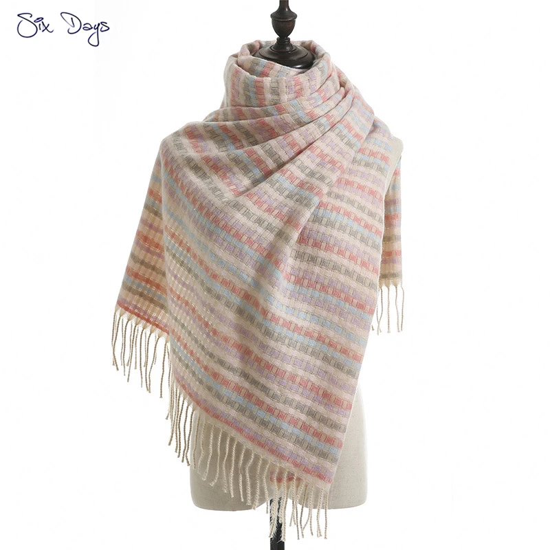 

Women Multicolour Plaid Scarf Winter Warm Lady Shawl And Wrap Bandana Pashmina Long Tassel Female Foulard Bufandas Thick Blanket