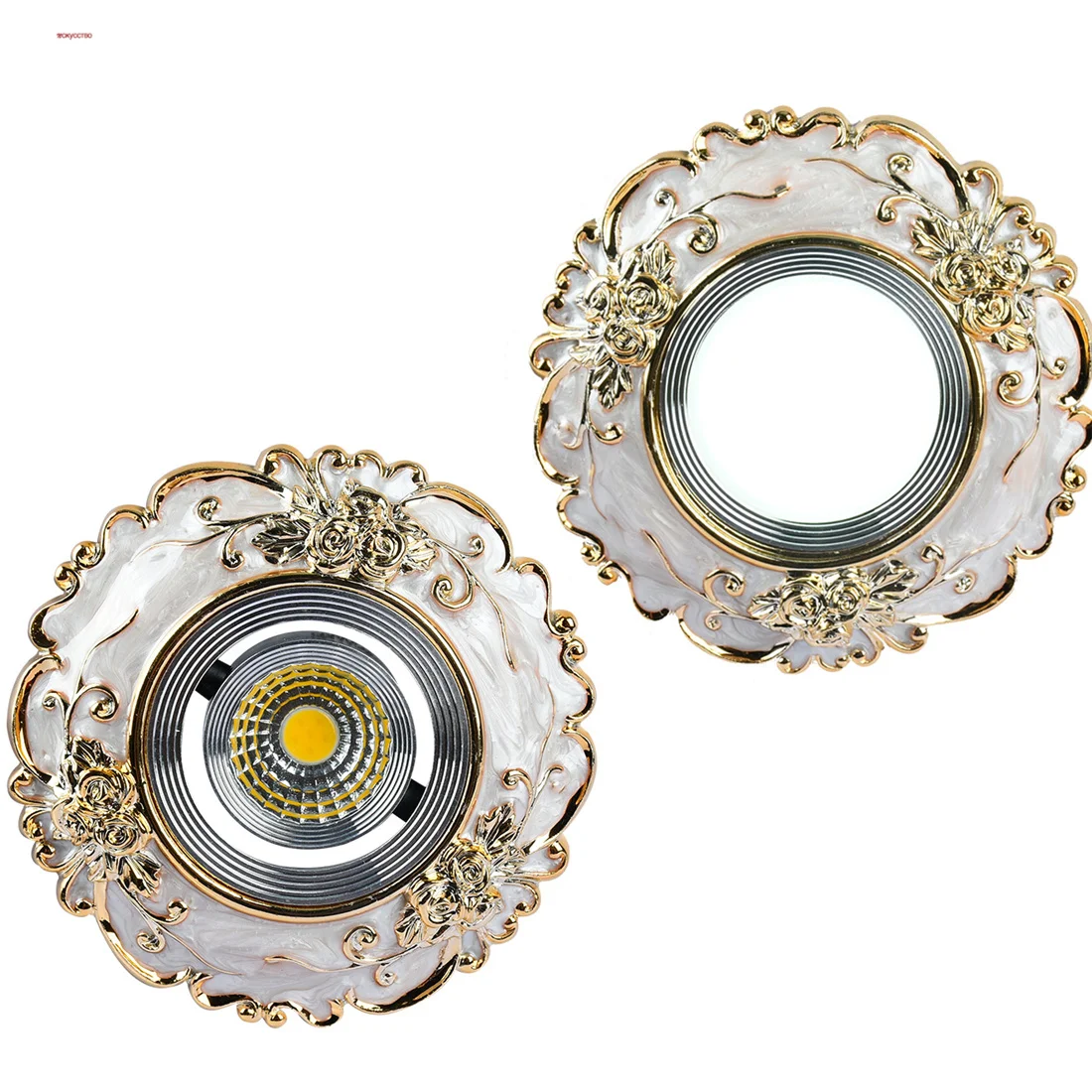 Art Deco Resin Golden Flower Pattern Cob Led Downlight 3W 5W 7W Indoor Home Living Room Aisle Recessed Spot Lamp 8Cm Hole 220V