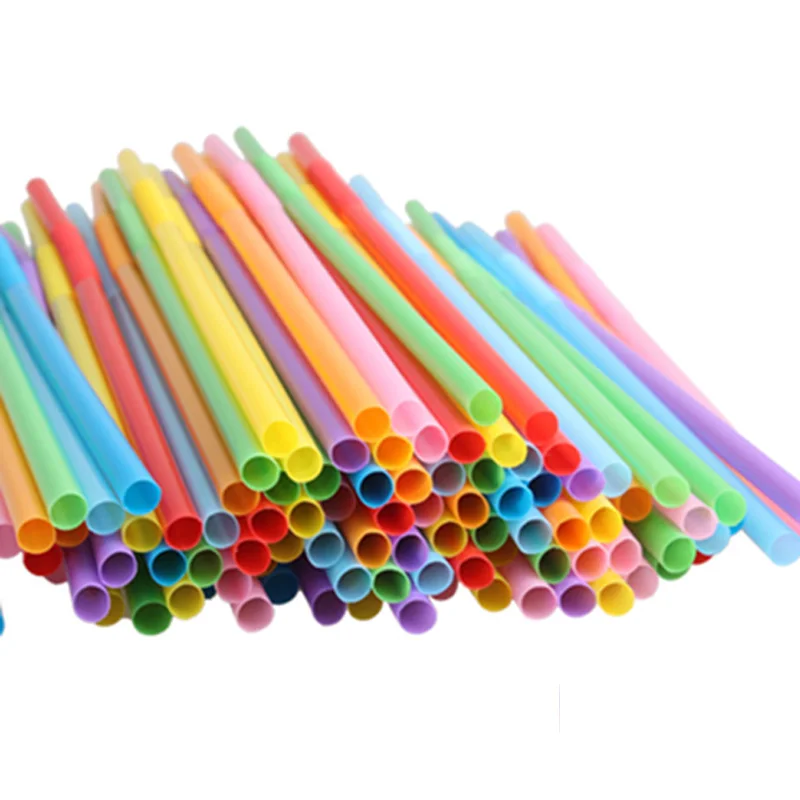 

100 Pcs Flexible Plastic Bendy Mixed Colours Party Disposable Drinking Straws EJ