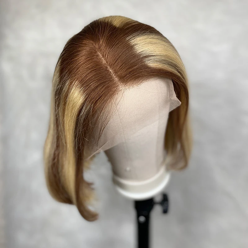 

Short Bob Highlight 4/30 Mix Color 13*4 Lace Front Middle Part 8"-16" Human Hair Wigs Brazilian Virgin Hair Pre-Plucked Wigs