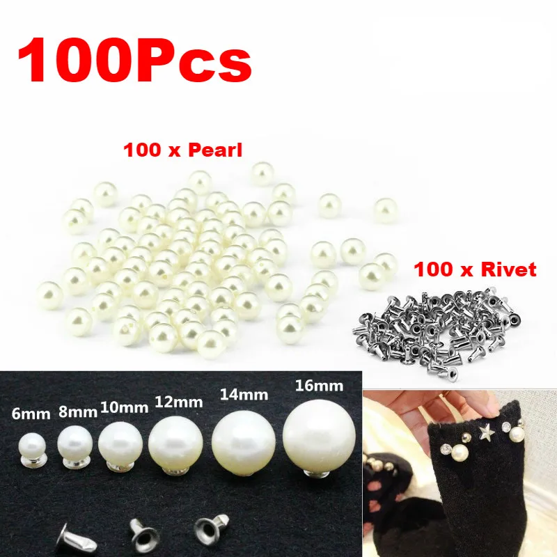 100 шт. DIY коричневый натуральная кожа жемчужные Заклепки Шпильки 6/8/10/12/14/16 мм