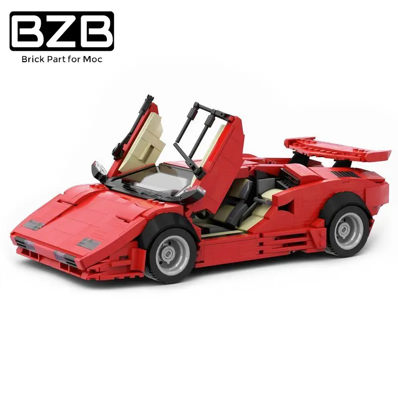 Супер гоночный автомобиль BZB MOC Countach LP5000 QV Red Hypercar Versionby из блоков классические