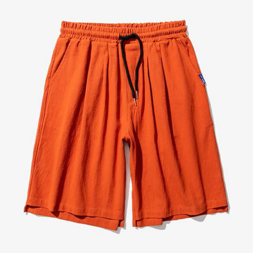 

Cotton Linen Mens Shorts Summer Casual Loose Short Men Stretch Waist Bermuda Beach Short Homme Plus Size 4XL Black Biker Shorts