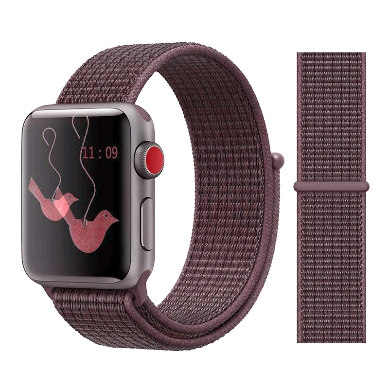 Для наручных часов Apple Watch, версии 3/2/1 38 мм 42 мм нейлон мягкий дышащий нейлон для наручных часов iWatch, сменный ремешок спортивный бесшовный series4/5 40 мм 44 мм - Цвет ремешка: Color32 Purple Smoke