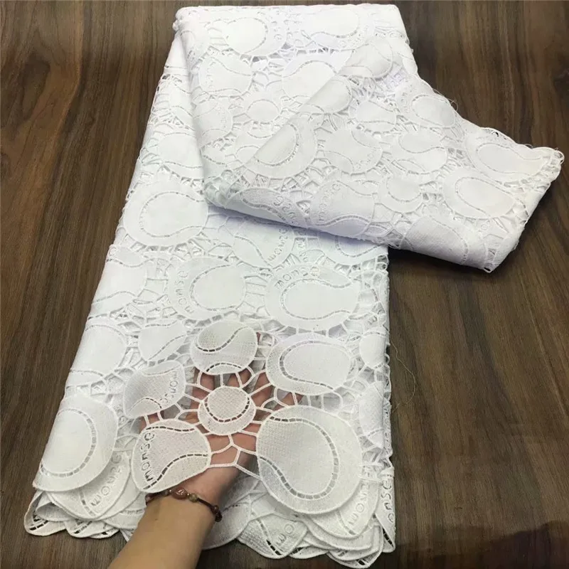 

African Cord Guipure Lace Fabric French Net Lace Fabric High Quality Milk Silk Water Soluble Lace Fabric for Wedding JY110-324