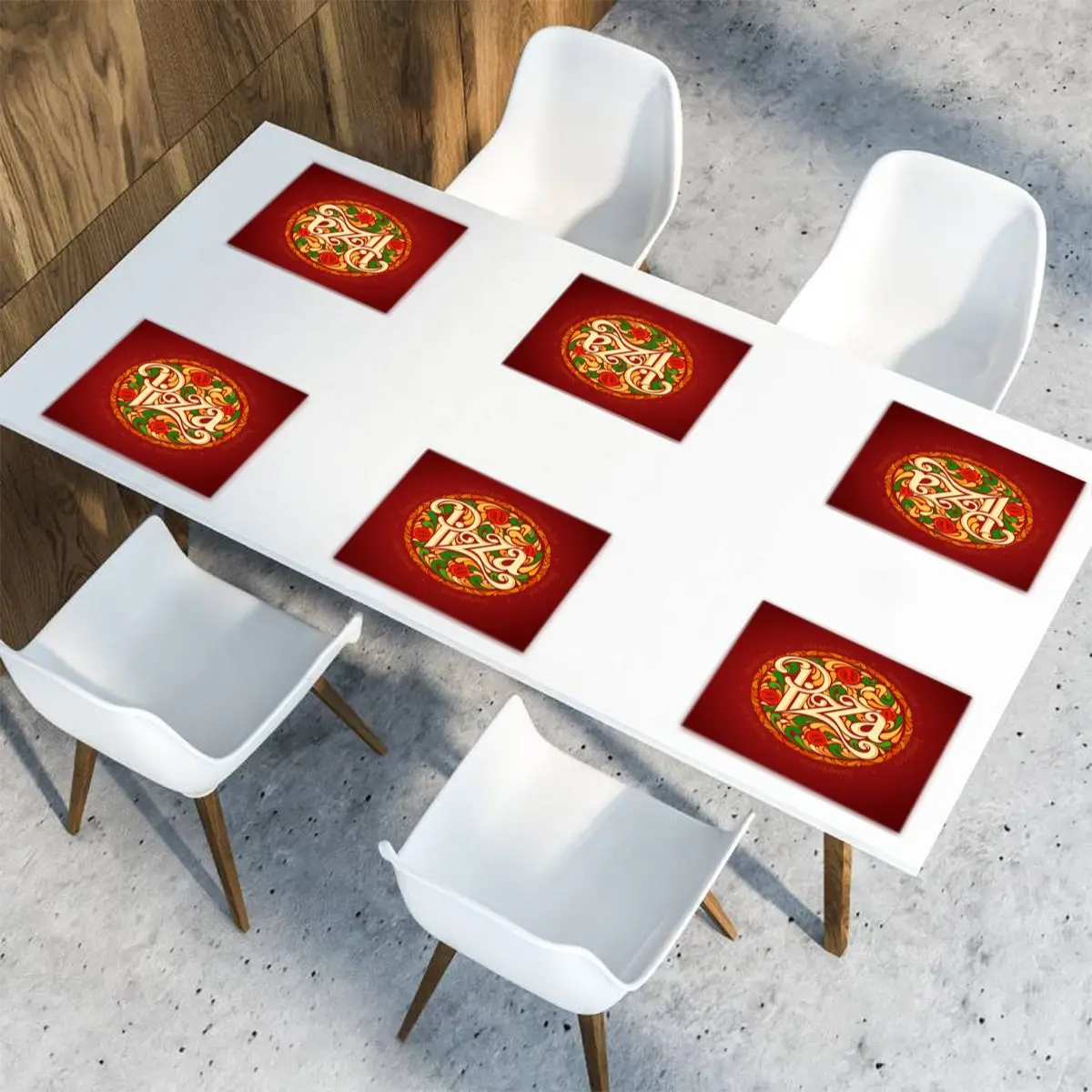 

Table Mats Drink Coaster Table Placemats Pizza Print Coffee Mug Cup Coasters 6 PCS Non-slip Pads