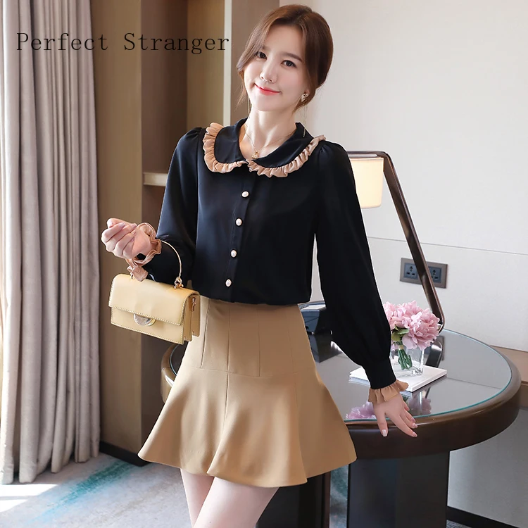 

2020 Autumn New Arrival Turn Down Collar Long Sleeve Women Chiffon Blouse