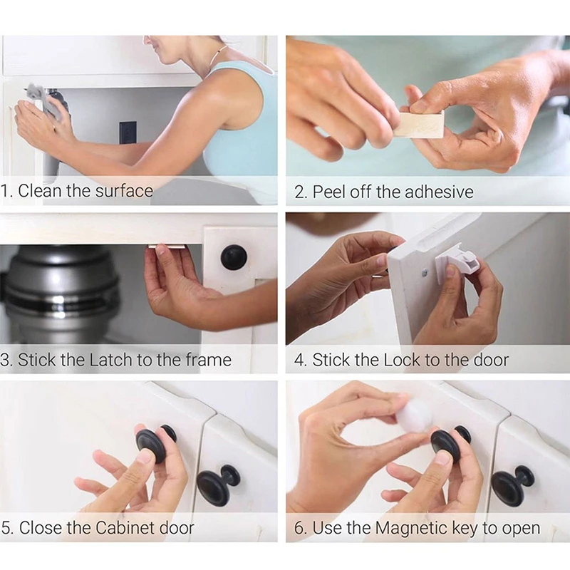 12+3 Pcs child protection Magnetic Lock Baby Safety Door Striker child blockers Commonly Used Cabinet & Drawer Household Rooms
