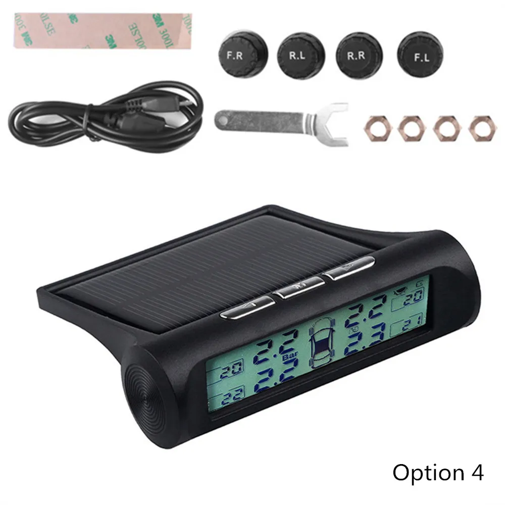 Автомобильный монитор давления в шинах на солнечной энергии цифровой дисплей