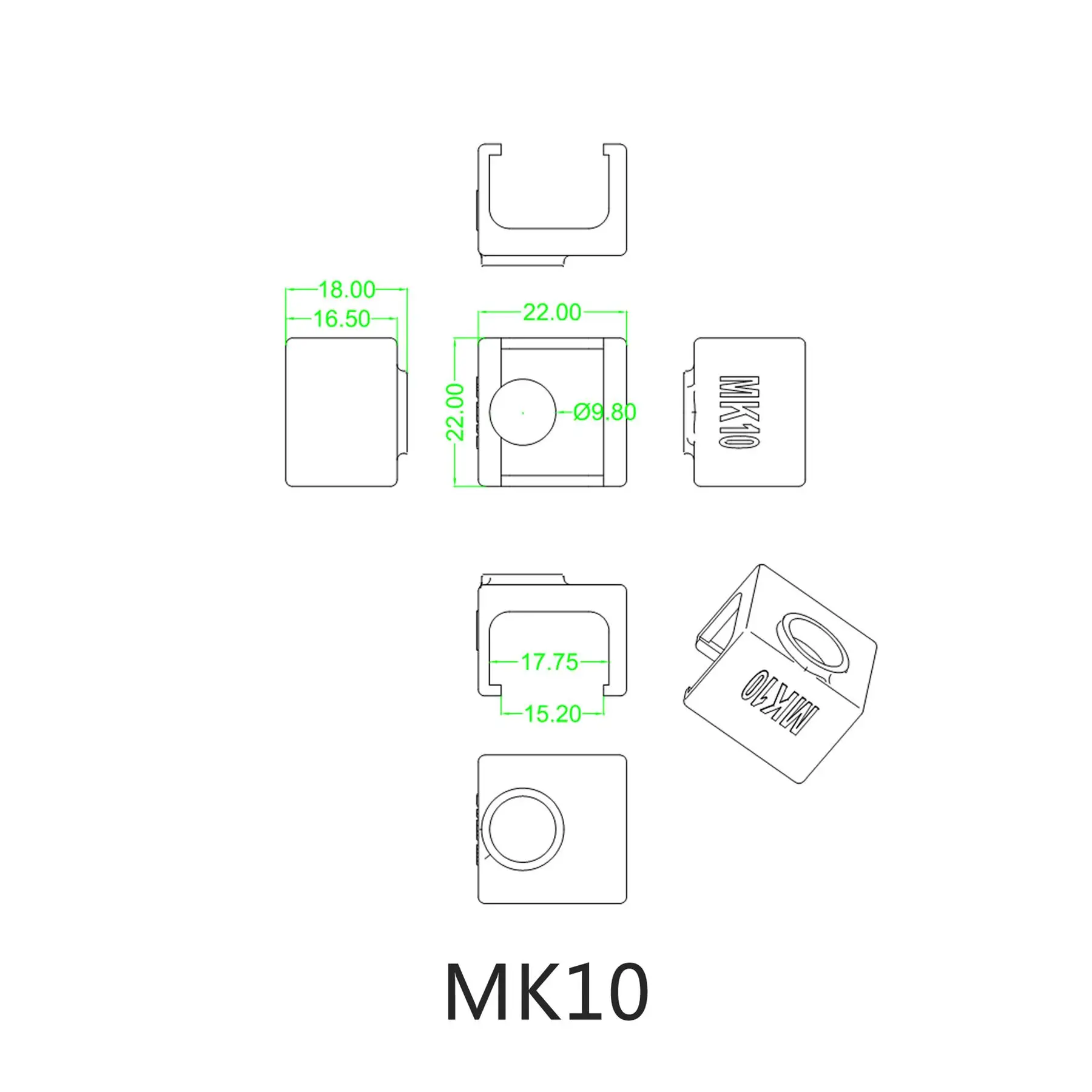 

Ideaformer 3D printer parts Black /Blue Silicone sleeve for MK10 Aluminum Block Reprap J-head Hotend Extruder Heated