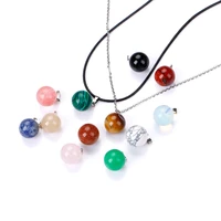 natural stone ball opal tigers eye howlite pink quartz crystal chakra reiki healing pendulum necklace