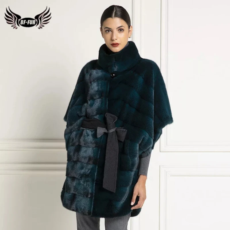 Женская шуба из натурального меха норки зимняя куртка с воротником стойкой