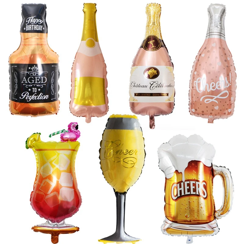 

Wine Bottle Foil Balloons Whiskey Beer Cup Helium Mylar Balloon Birthday Bridal Shower Wedding Bachelorette Bar Party Decoration