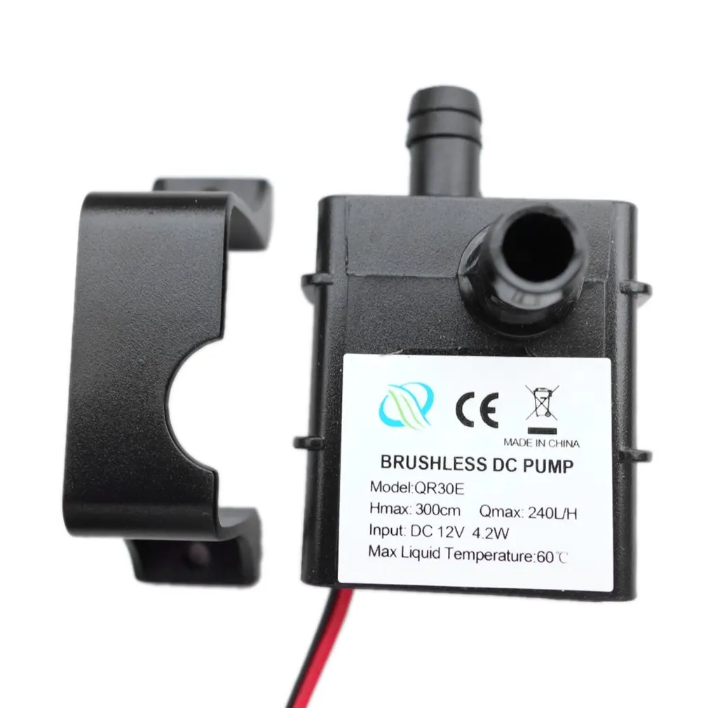 

Ultra-quiet Mini Brushless DC/USB Water Pump QR30E DC 12V 4.2W 240L/H Lift 300cm Submersible Fountain Aquarium Circulating