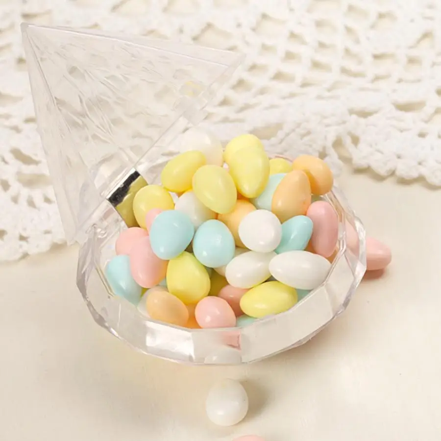 12 шт Алмазная креативная прозрачная пластиковая коробка конфет контейнер Мини