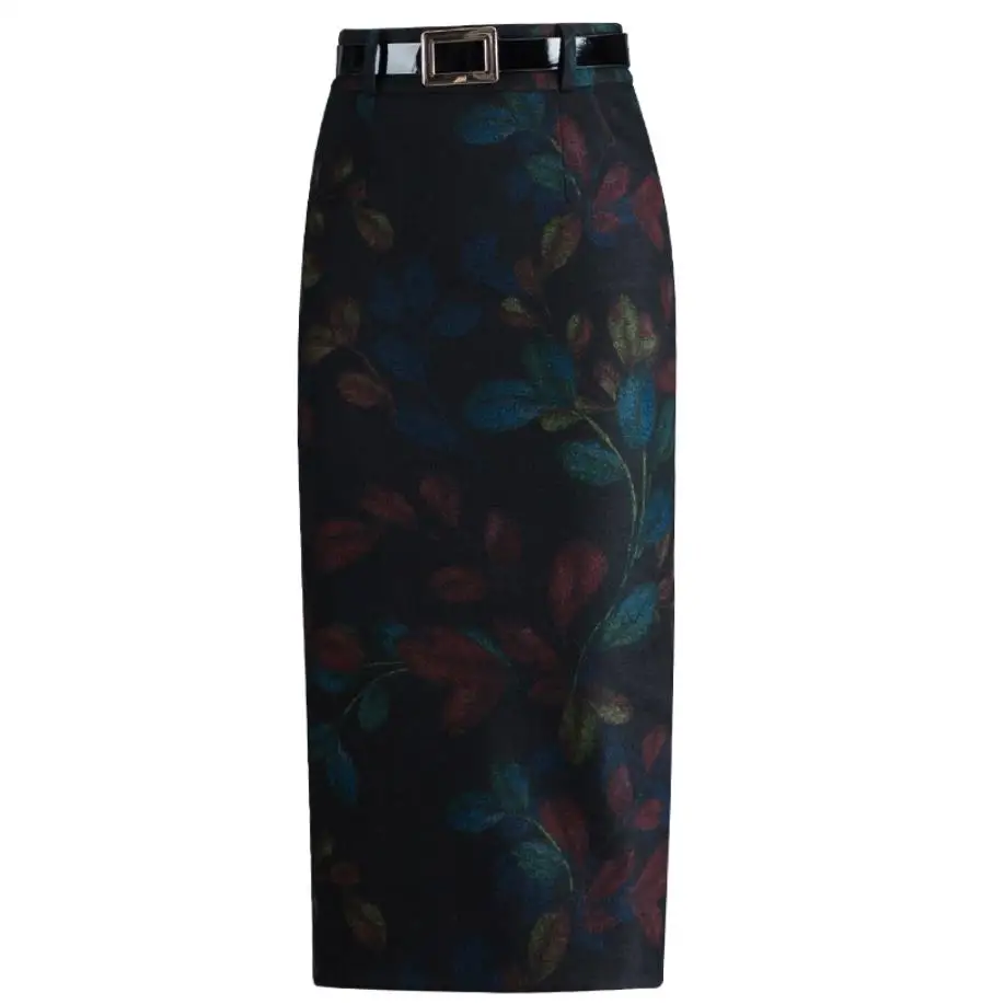 Большие размеры 4XL! осенне зимняя модная женская узкая шерстяная юбка карандаш с