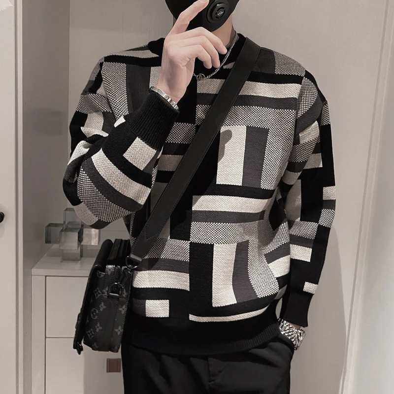 Turtleneck Sweater Men Knitted Thick Pull Homme Winter Fashion Men's Pullovers Sweater Solid Streetwear Geometric Coat Man S-3XL