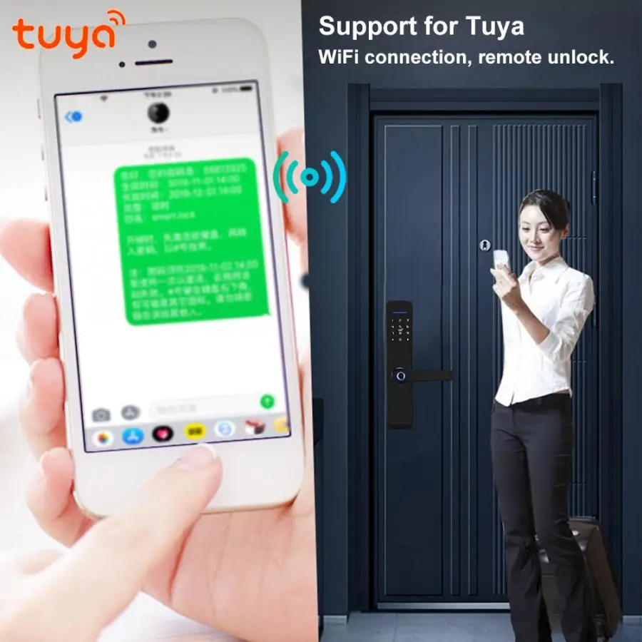 Электронная дверная ручка с Wi-Fi блокировка паролем сканер отпечатка пальца