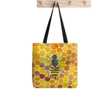 2021 shopper honeybee printed tote bag women harajuku shopper funny handbag girl shoulder shopping bag lady canvas bag