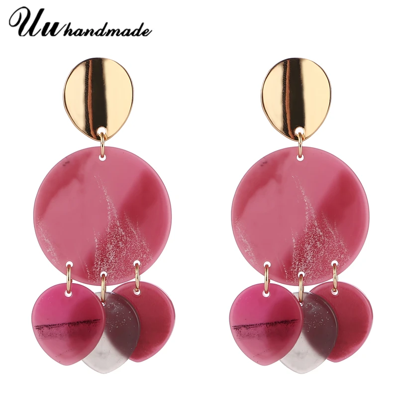 Богемные овальные акриловые серьги с кисточками для женщин винтажные круглые