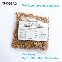 1000pcslot multilayer ceramic capacitor 50v 100106 10pf10uf 102 103 104 105 22pf 1nf 10nf 100nf 0 01uf 0 1uf 1uf p5 08mm