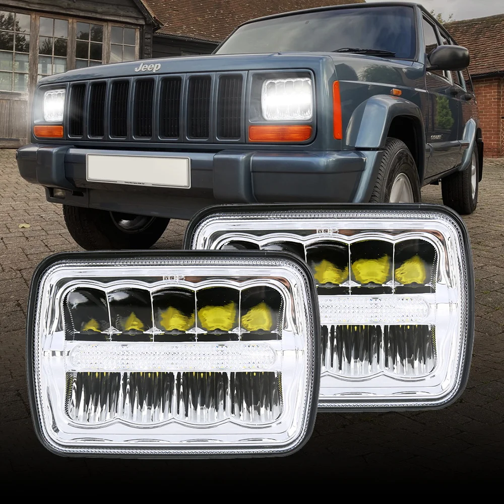 

5X7 7X6 дюймов морской Светодиодный луч светодиодный фары в сборе для Jeep Cherokee XJ MJ Comanche GMC фары с DRL Hi/Lo луч