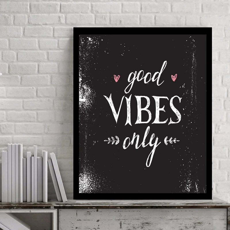 Картина на стену полотно рисунок напечатанная картина Good Vibes Only письмо домашний