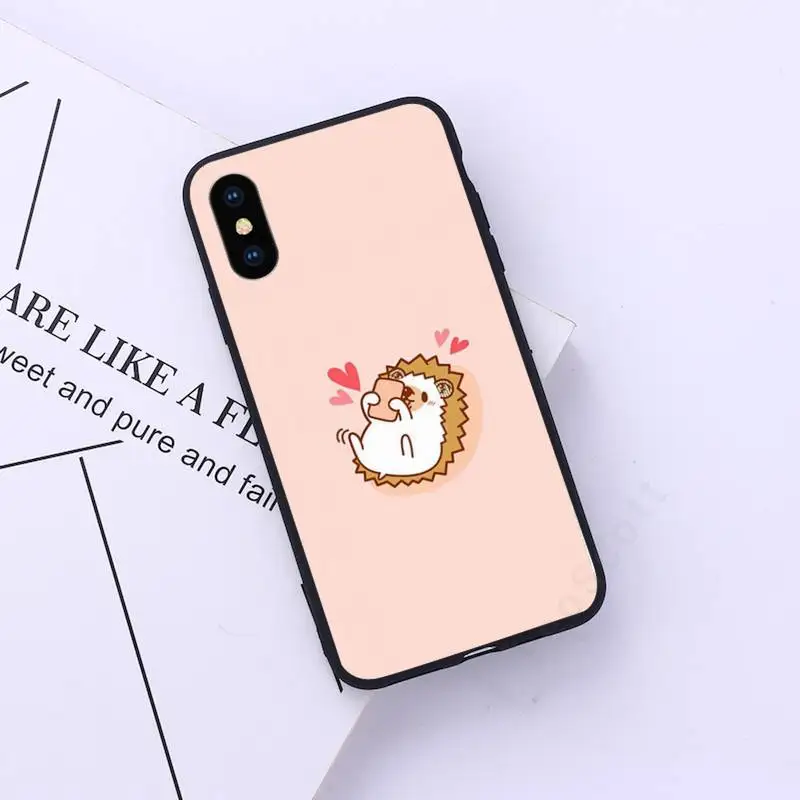 

hedgehog cute funny cartoon animal Phone Case for iPhone 11 12 pro XS MAX 8 7 6 6S Plus X 5S SE 2020 XR