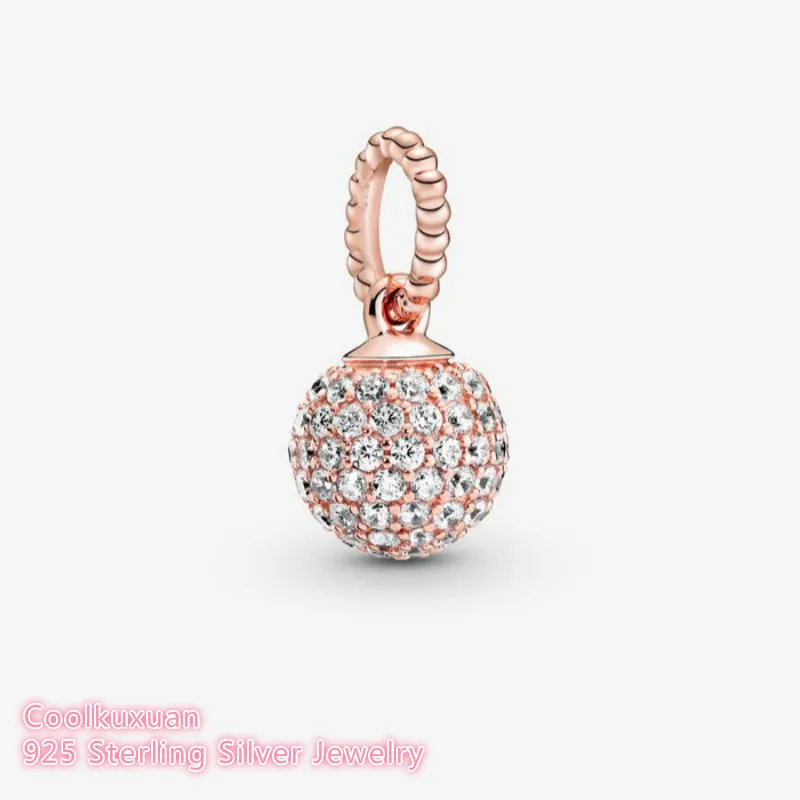100% 925 пробы серебряная подвеска в виде шара розовые золотые бусины подходят для