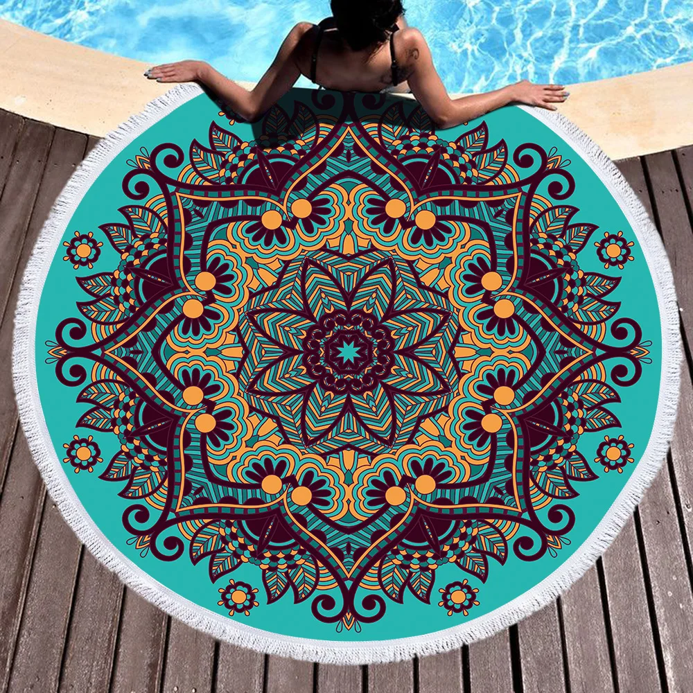 

Mandala Round Beach Towels Summer Geometric Thick Bath Shower Towel 150cm Circle Beach Swim Yoga Mat Cover Up serviette de plage