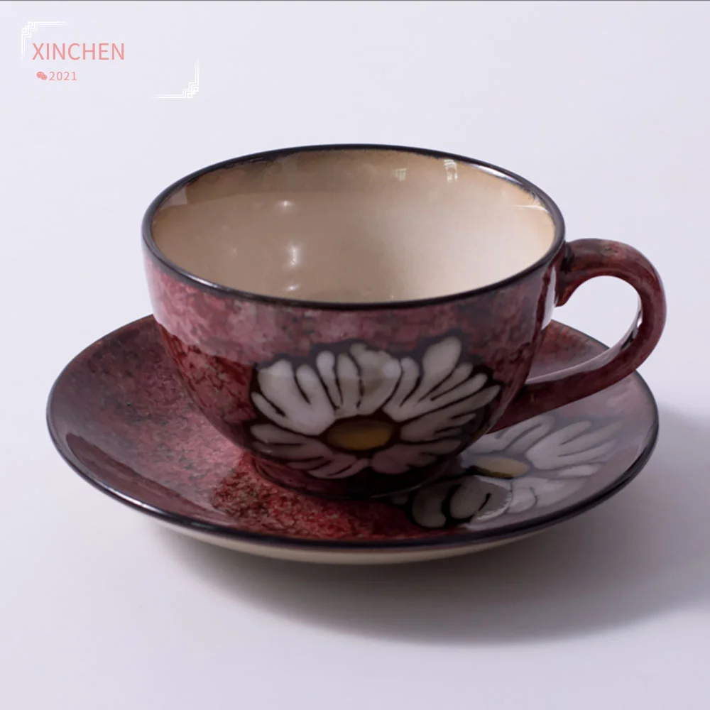 

Ceramic Cups Coffee Set Tea Cup Set Tasas De Cafe Tea Cups and Saucer Sets Hand-painted Mugs Creative Art Breakfast Home Teacup