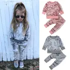 Осень-зима 2020, бархатные комплекты одежды для маленьких девочек, Однотонная футболка с длинным рукавом и штаны, комплекты одежды из двух предметов, Прямая поставка