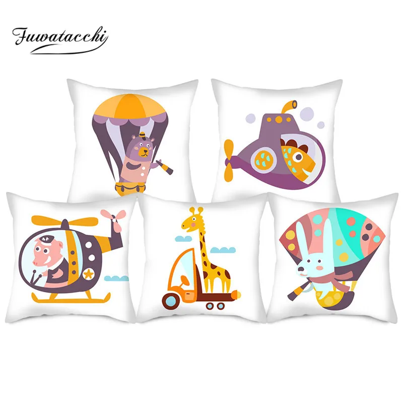 

Fuwatacchi cartoon series cushion covers polyester Animal ride pillow covers for sofa home decorative throw pillowcase 45x45cm