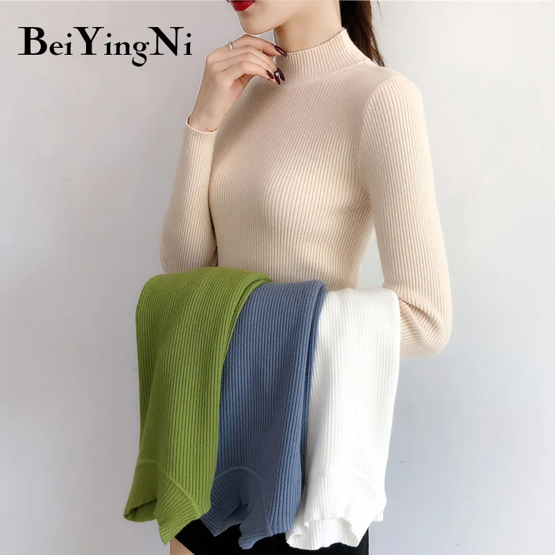 

Свитер женский вязаный с высоким воротником и длинным рукавом, Осень-зима 2021