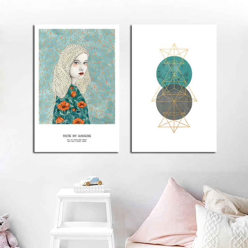 Nordic девушка плакаты портреты и принты Современный без рамы холст картины