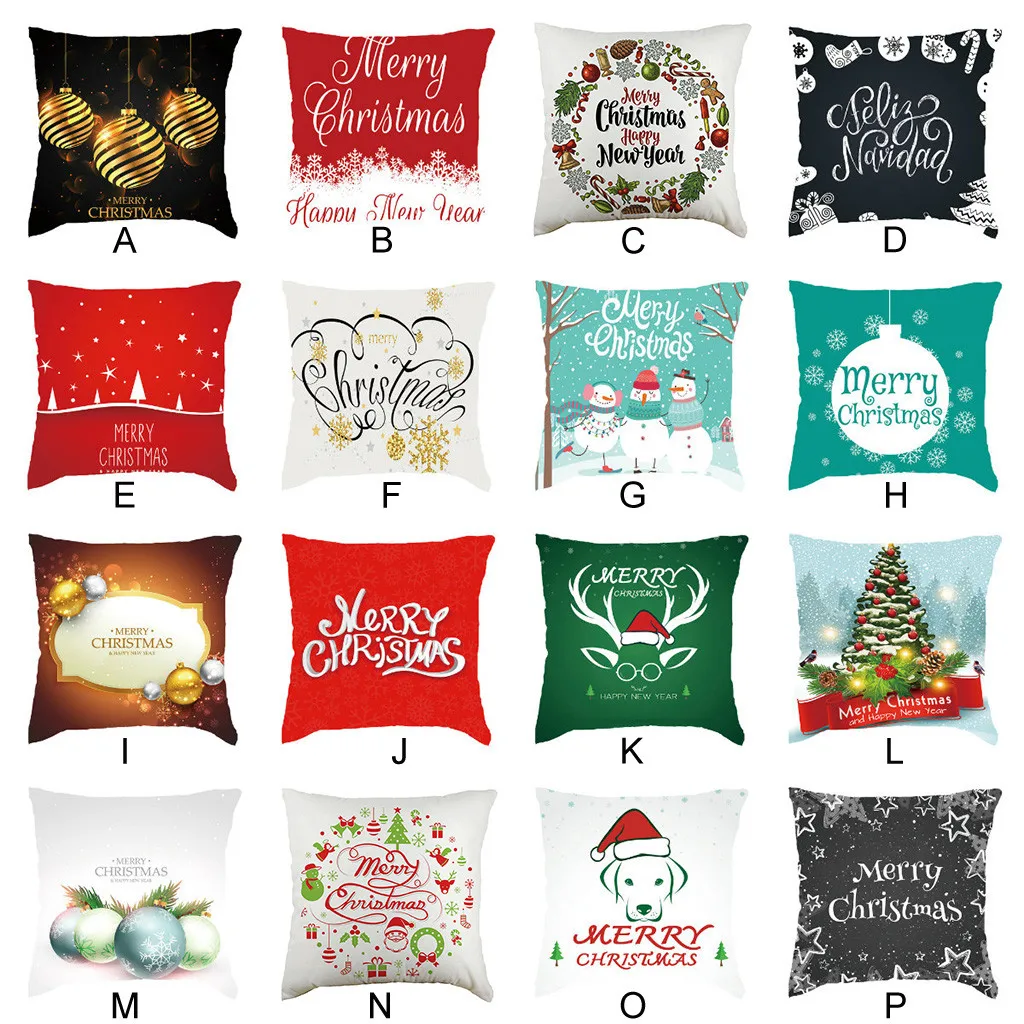 Веселый Рождественский короткий плюшевый чехол для подушки набор подушек дивана