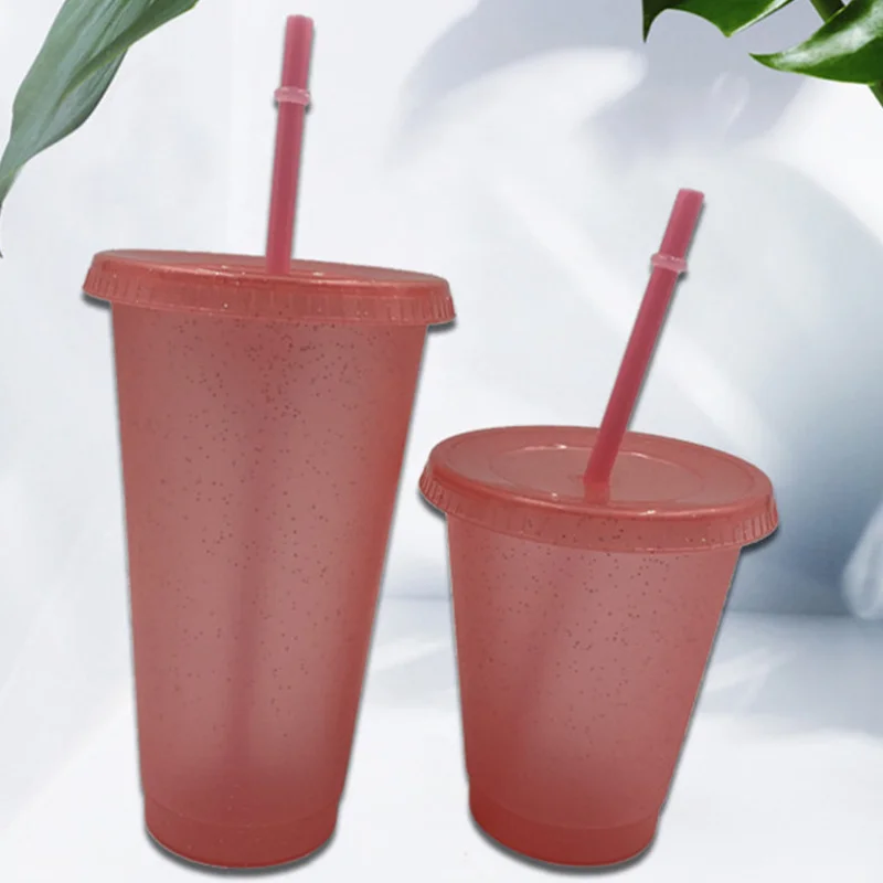 

Straw Cup Colorful Coffee Juice Straw Cup Simple and Cute Party Outdoor Portable Water Cup Creative Straw Sequin Drinking Cup