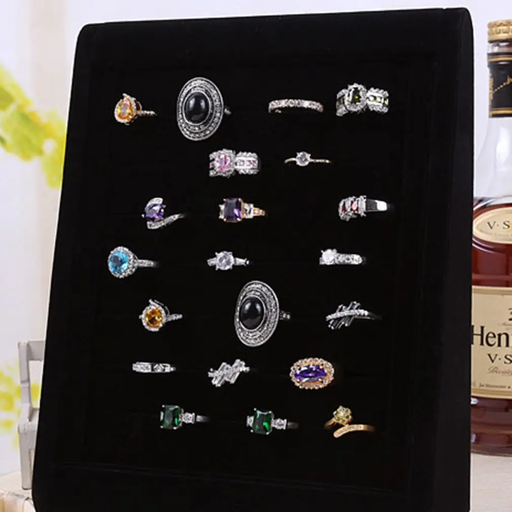 Бархатный органайзер для сережек и колец шкатулка ювелирных украшений витрина