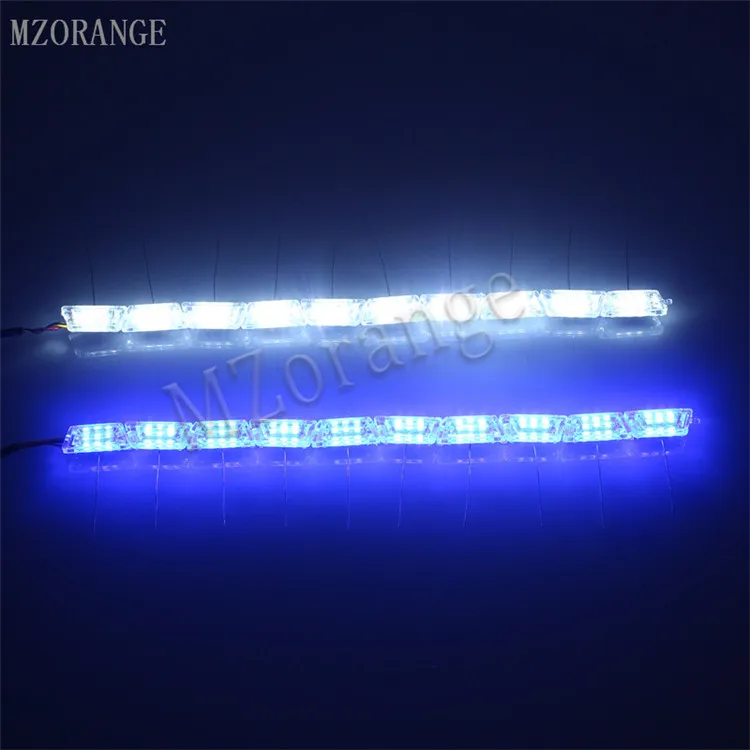 white blue 2x автомобильный гибкий белый/янтарный переключатель светодиодный Knight Rider полосы света для фар последовательный мигалка двойной DRL цвет сигнал поворота - Цвет: white blue