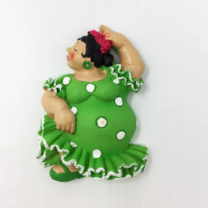 

QIQIPP Spain Creative Travel Souvenir Gift Three-dimensional Flamenco Dance Fat Girl Magnetic Sticker Fridge Magnet