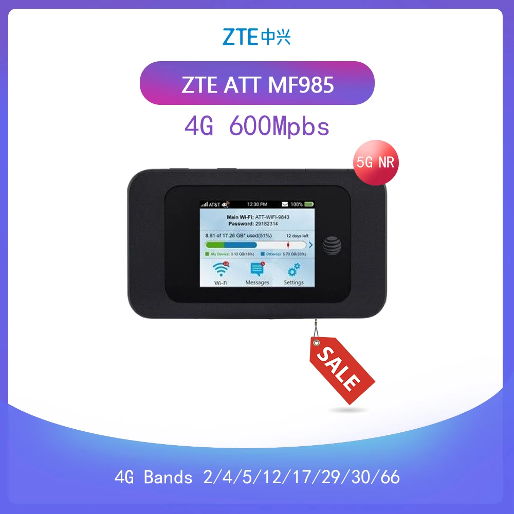 Разблокированная Мобильная точка доступа Wi-Fi AT &amp T ZTE MF985 4G CAT11 600 Мбит/с